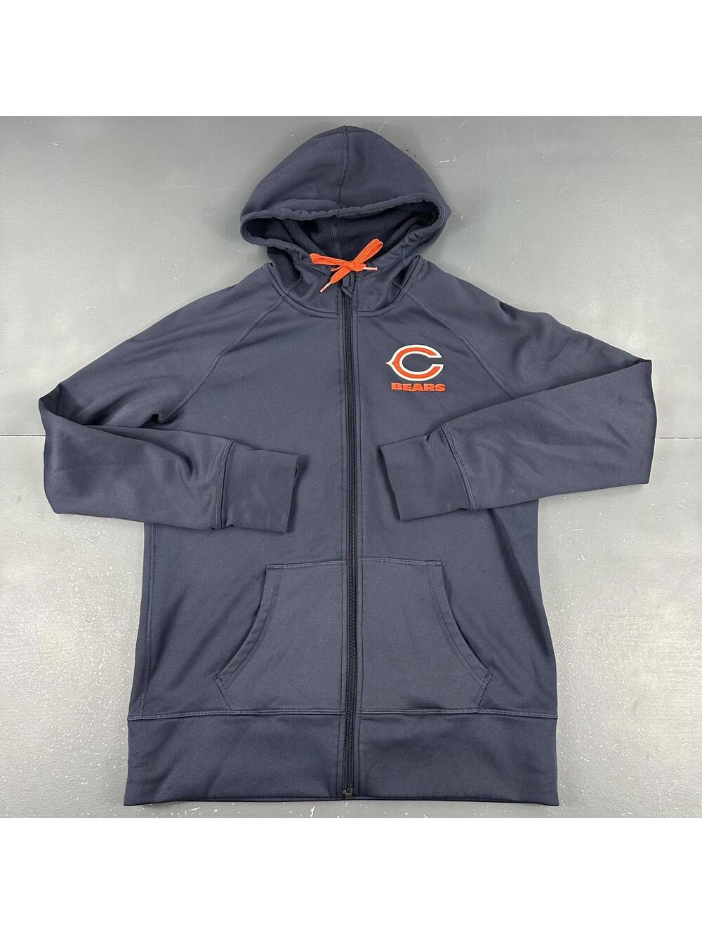Chicago Bears Hoodie Womens Large Navy Blue Full Zip Nike Therma Fit Mini Reaper